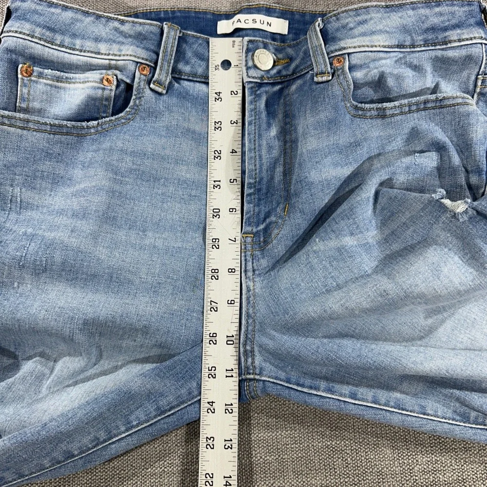 PacSun Stacked Skinny Jeans Mens 33x32 Light Blue Good Distressed Paint Splatter